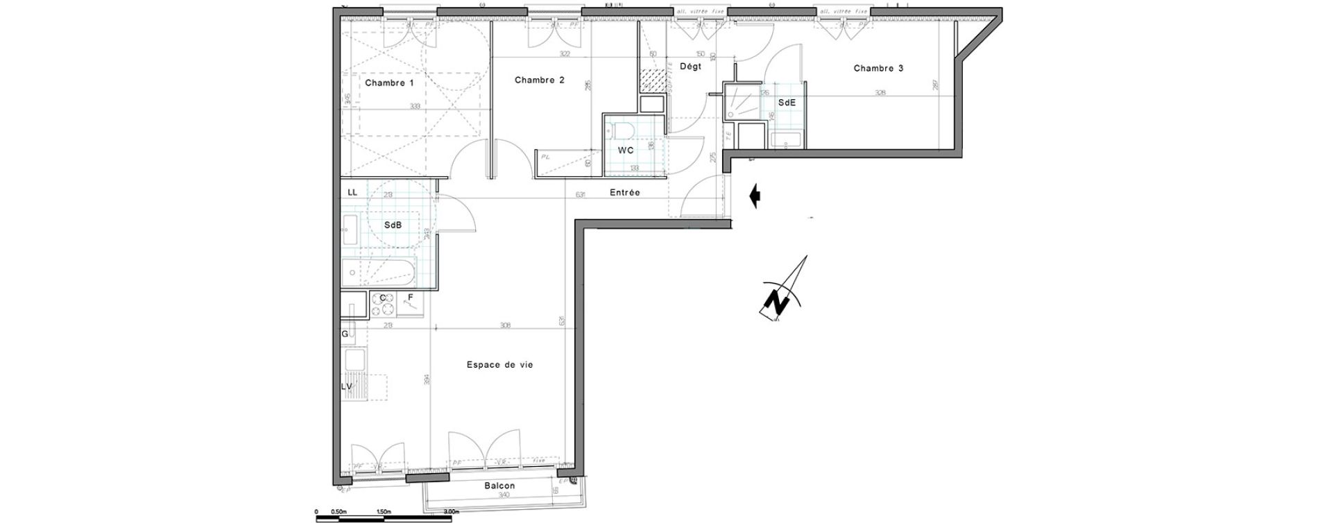 Appartement T4 de 77,84 m2 &agrave; Creil Centre