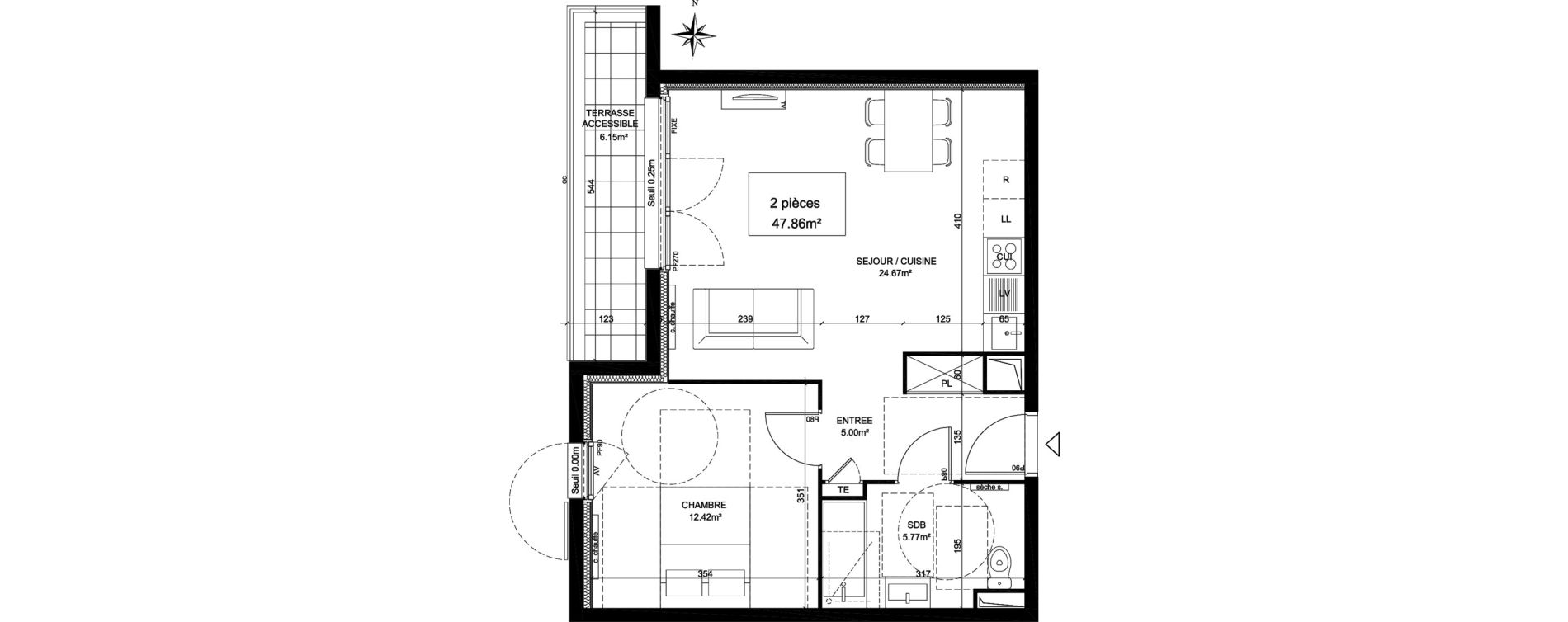 Appartement T2 de 47,86 m2 &agrave; Creil Centre