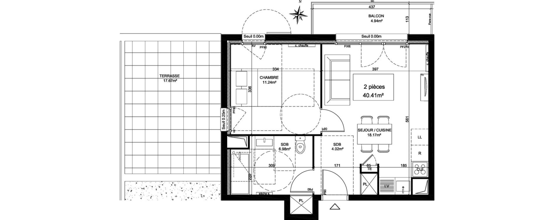 Appartement T2 de 40,41 m2 &agrave; Creil Centre