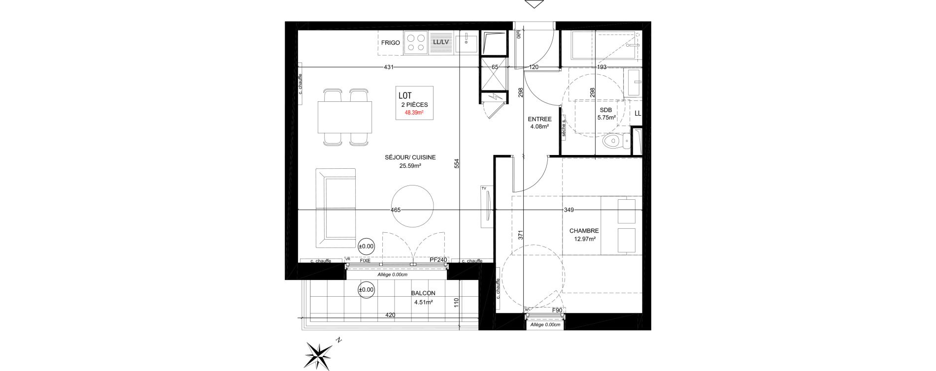 Appartement T2 de 48,39 m2 &agrave; Creil Centre