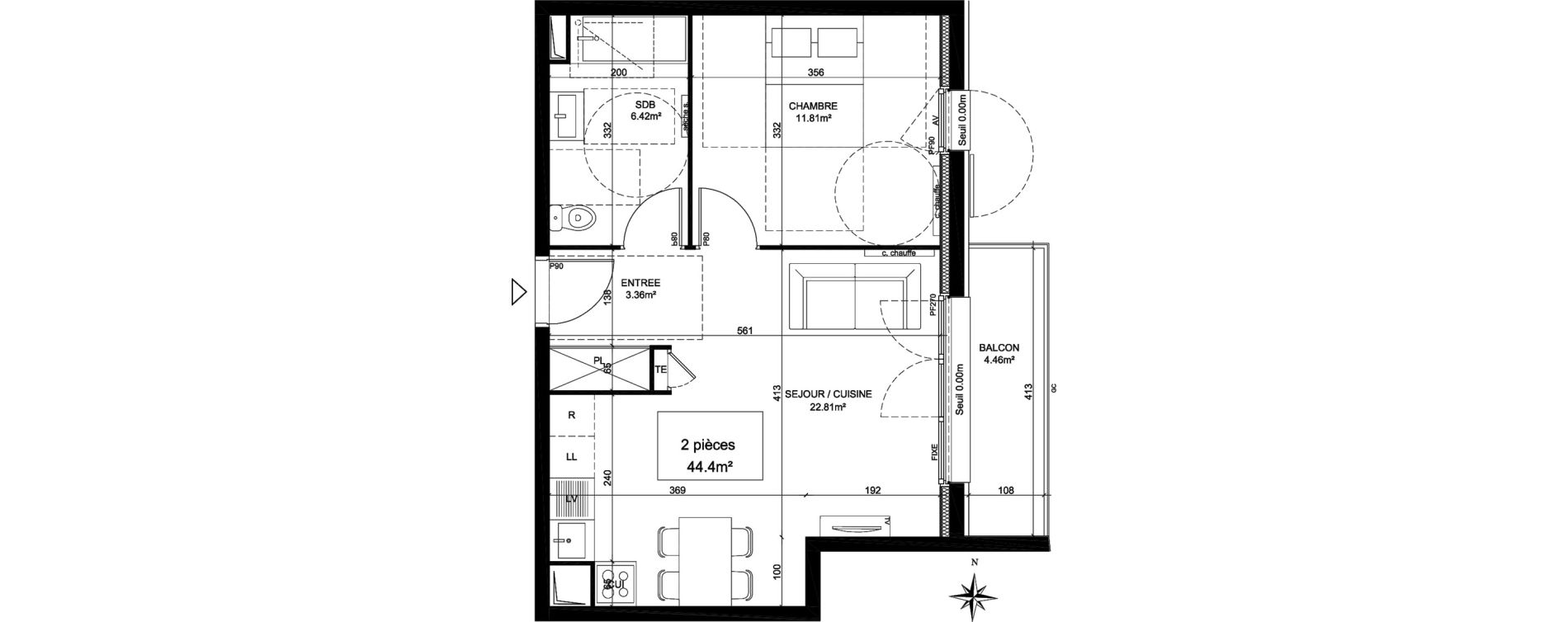 Appartement T2 de 44,40 m2 &agrave; Creil Centre