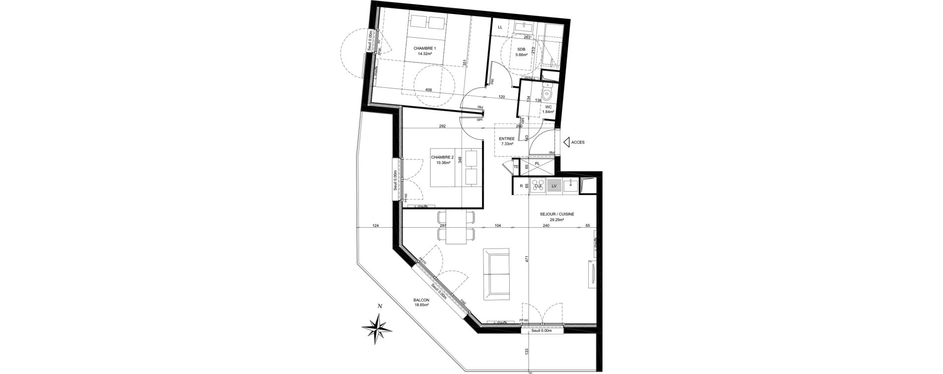 Appartement T3 de 68,80 m2 &agrave; Creil Centre