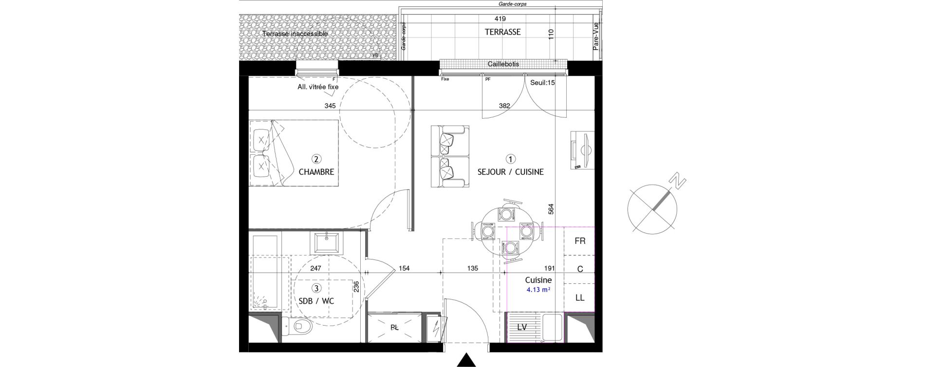 Appartement T2 de 39,67 m2 &agrave; Creil Centre