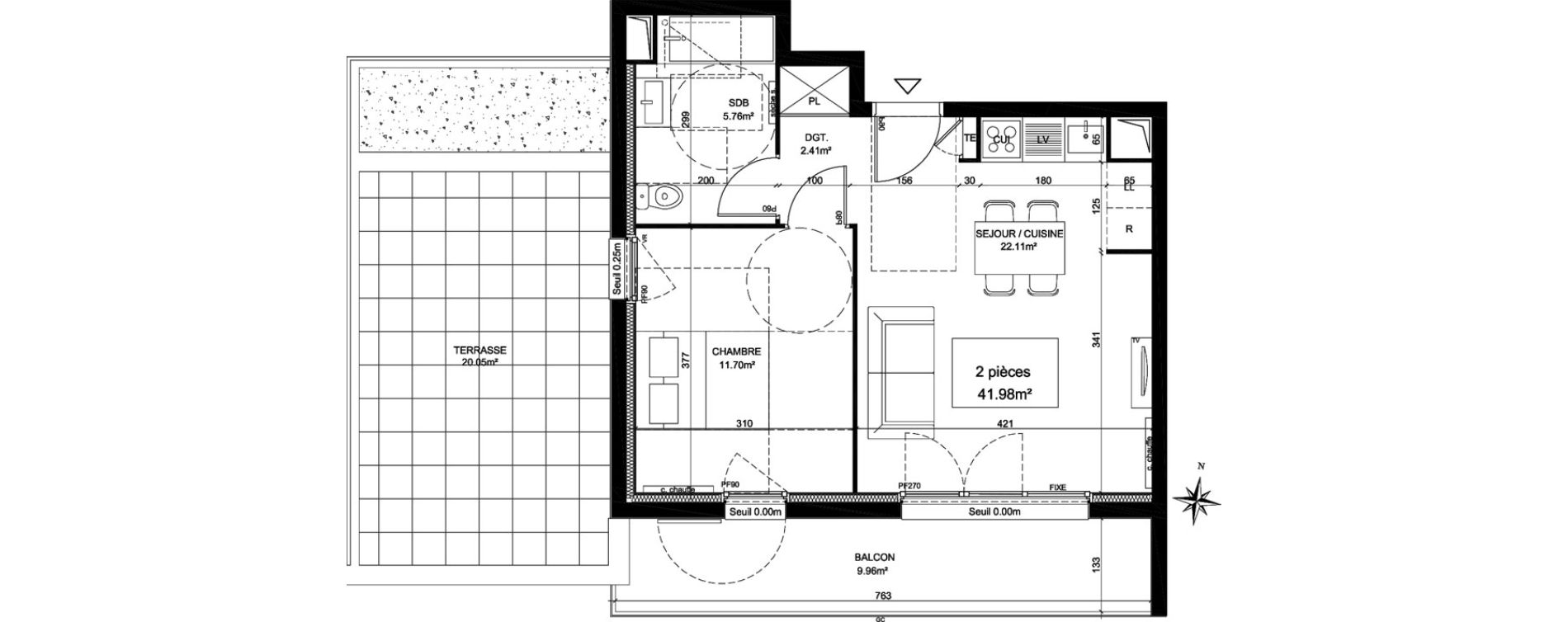 Appartement T2 de 41,98 m2 &agrave; Creil Centre