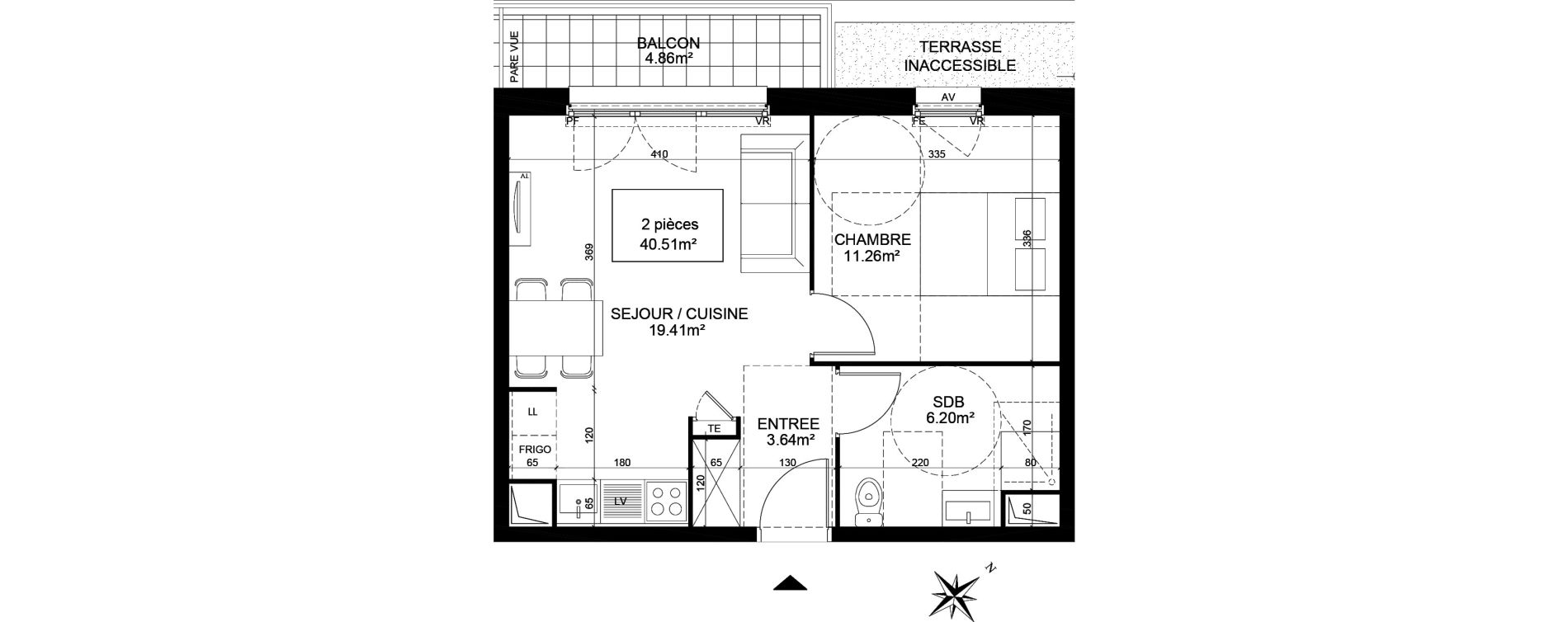 Appartement T2 de 40,51 m2 &agrave; Creil Centre