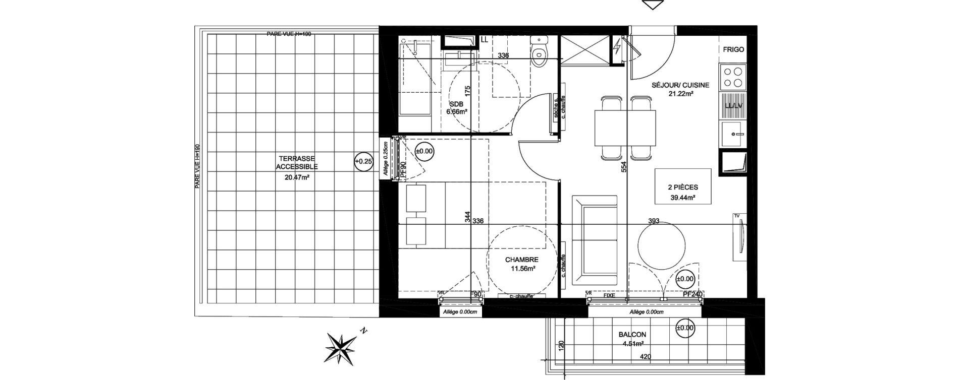 Appartement T2 de 39,44 m2 &agrave; Creil Centre
