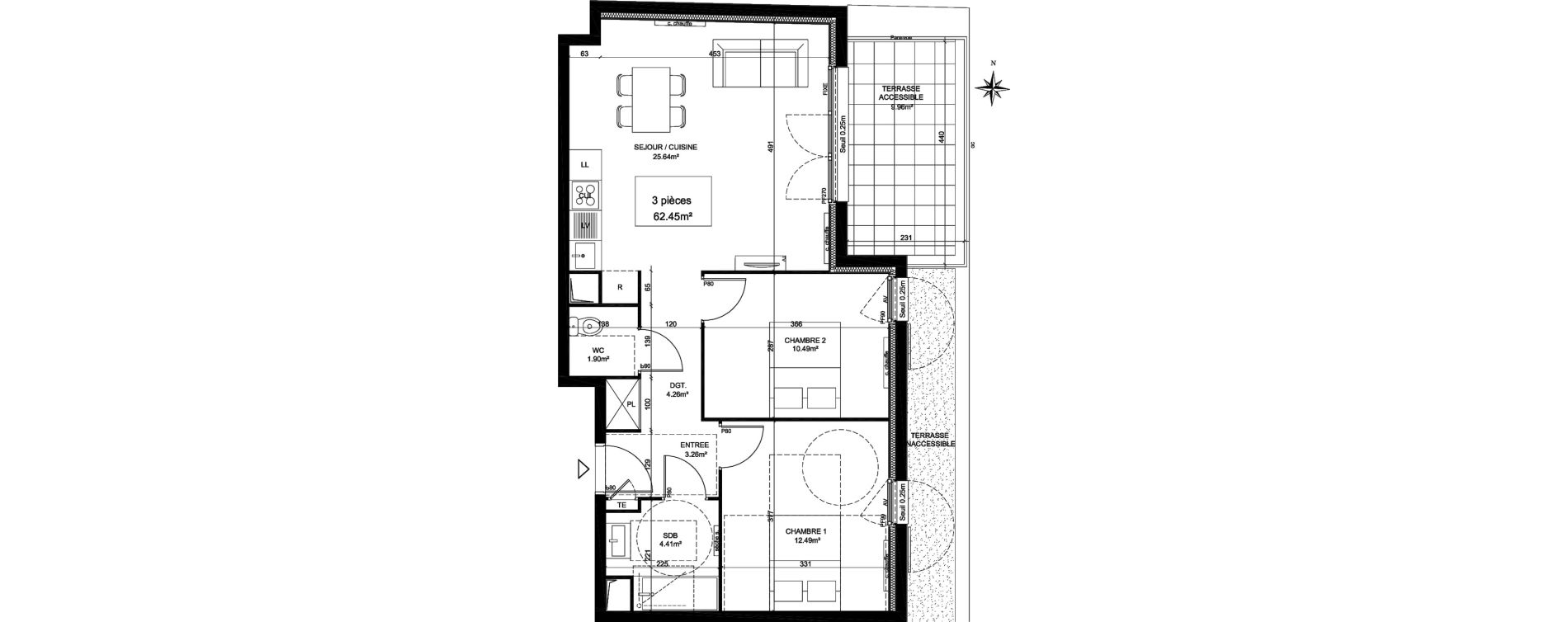Appartement T3 de 62,45 m2 &agrave; Creil Centre