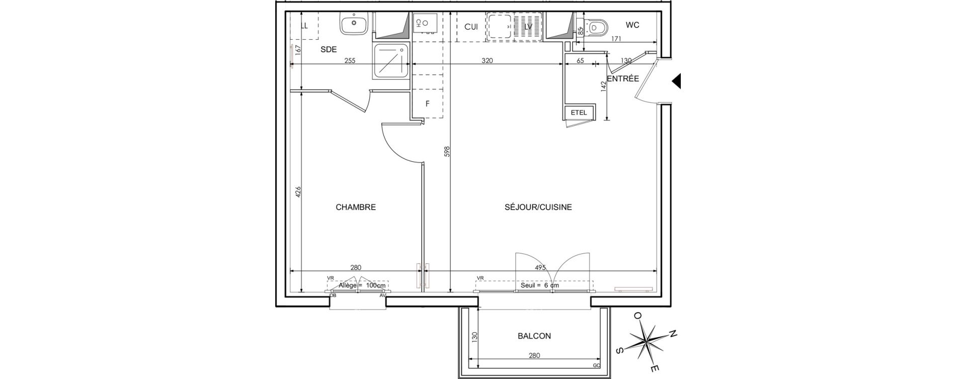 Appartement T2 de 44,79 m2 &agrave; Cr&eacute;py-En-Valois Centre
