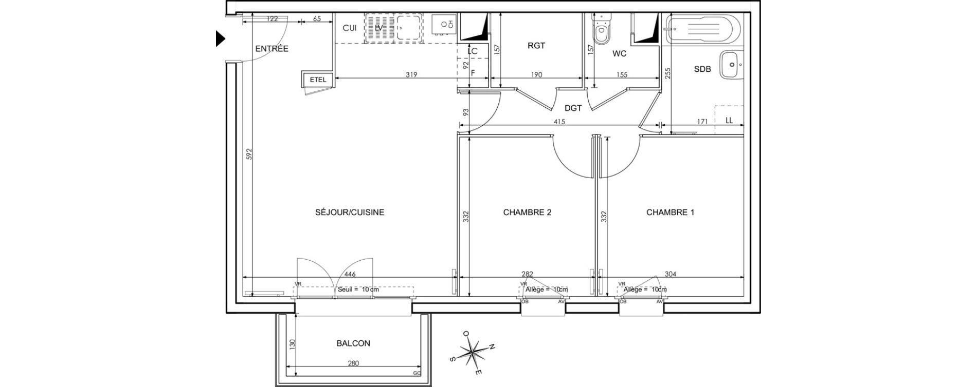 Appartement T3 de 59,37 m2 &agrave; Cr&eacute;py-En-Valois Centre
