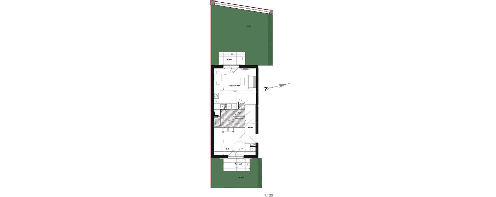 Appartement T2 de 45,49 m2 &agrave; Lamorlaye Centre