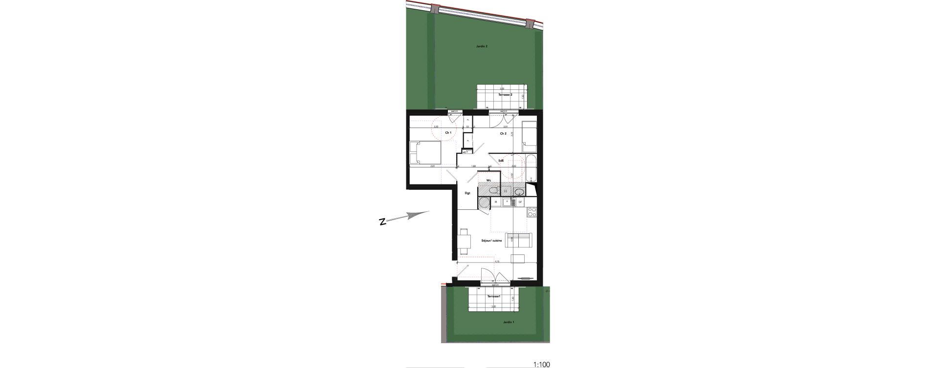 Appartement T3 de 56,84 m2 &agrave; Lamorlaye Centre
