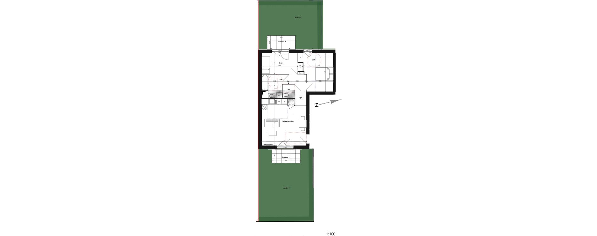 Appartement T3 de 56,72 m2 &agrave; Lamorlaye Centre