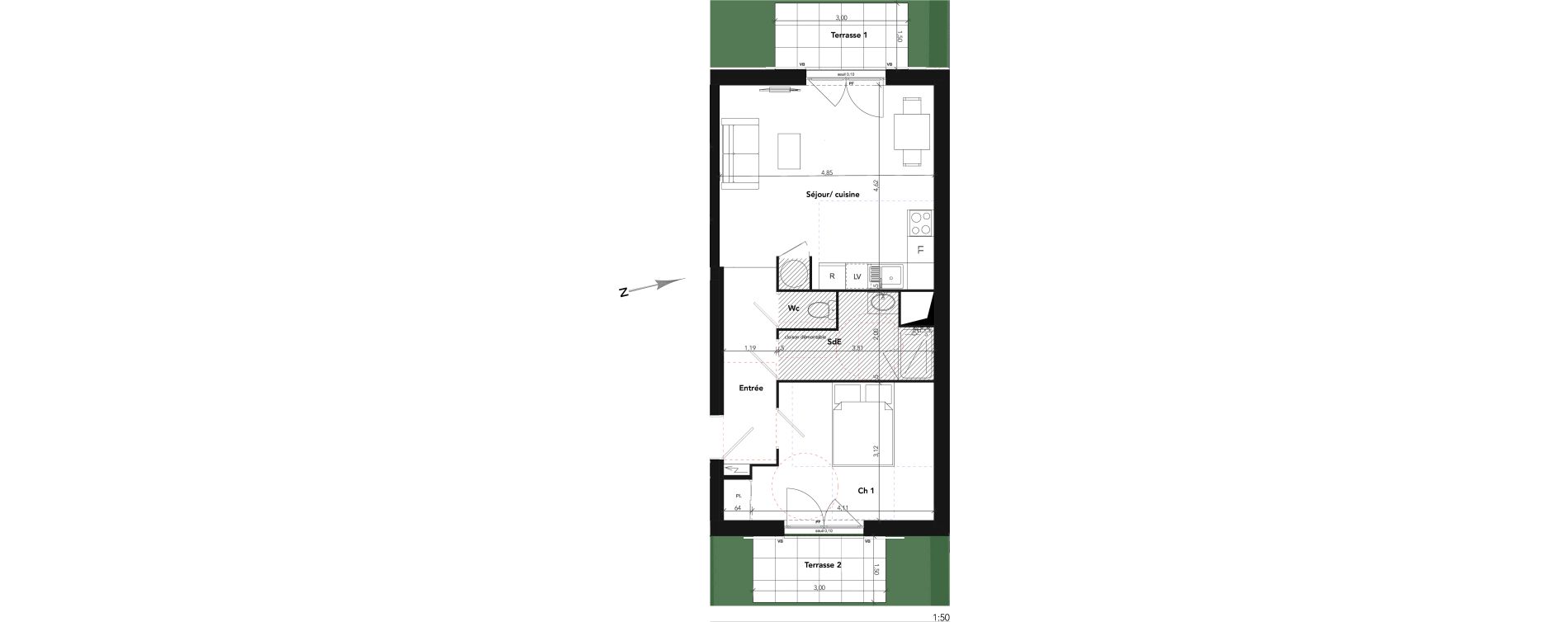 Appartement T2 de 45,50 m2 &agrave; Lamorlaye Centre