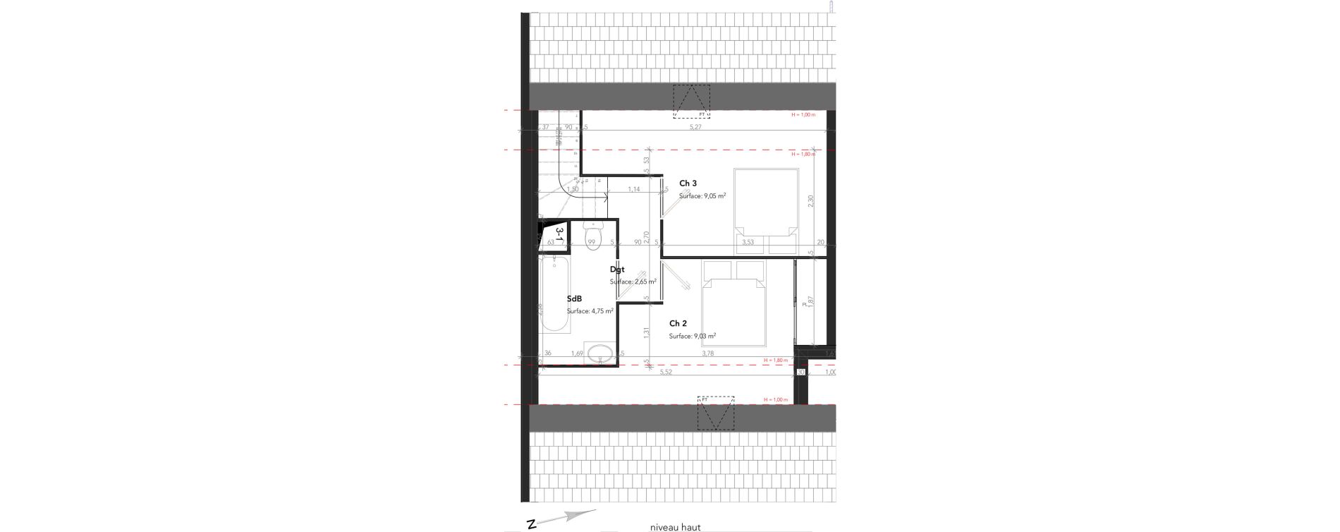 Duplex T4 de 72,82 m2 &agrave; Lamorlaye Centre