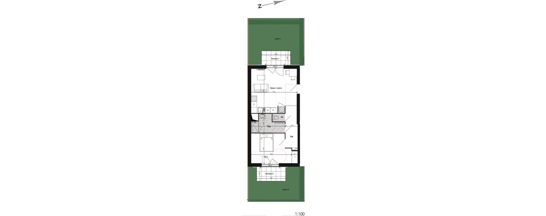 Appartement T2 de 45,65 m2 &agrave; Lamorlaye Centre