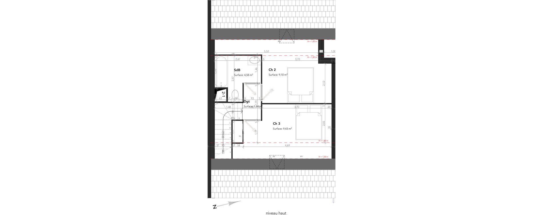 Duplex T4 de 72,48 m2 &agrave; Lamorlaye Centre