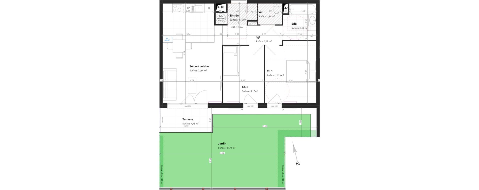 Appartement T3 de 58,02 m2 &agrave; Lamorlaye Centre
