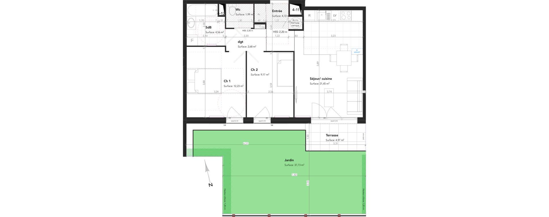 Appartement T3 de 56,80 m2 &agrave; Lamorlaye Centre