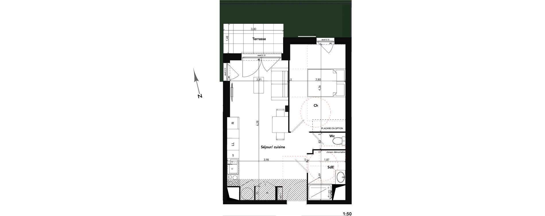 Appartement T2 de 41,12 m2 &agrave; Lamorlaye Centre