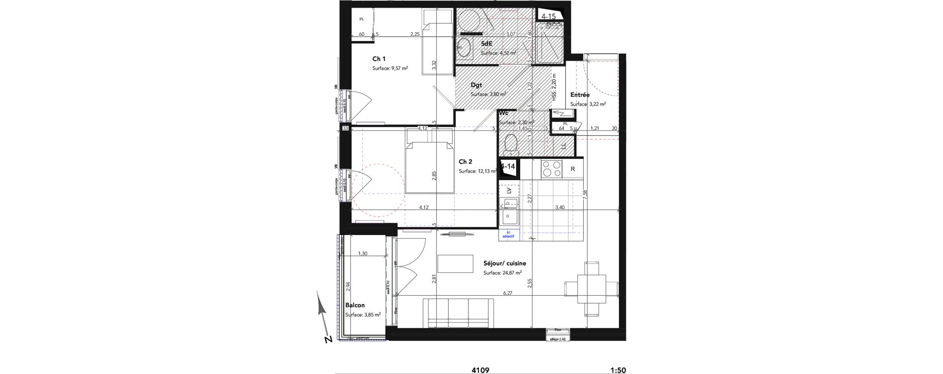 Appartement T3 de 60,41 m2 &agrave; Lamorlaye Centre