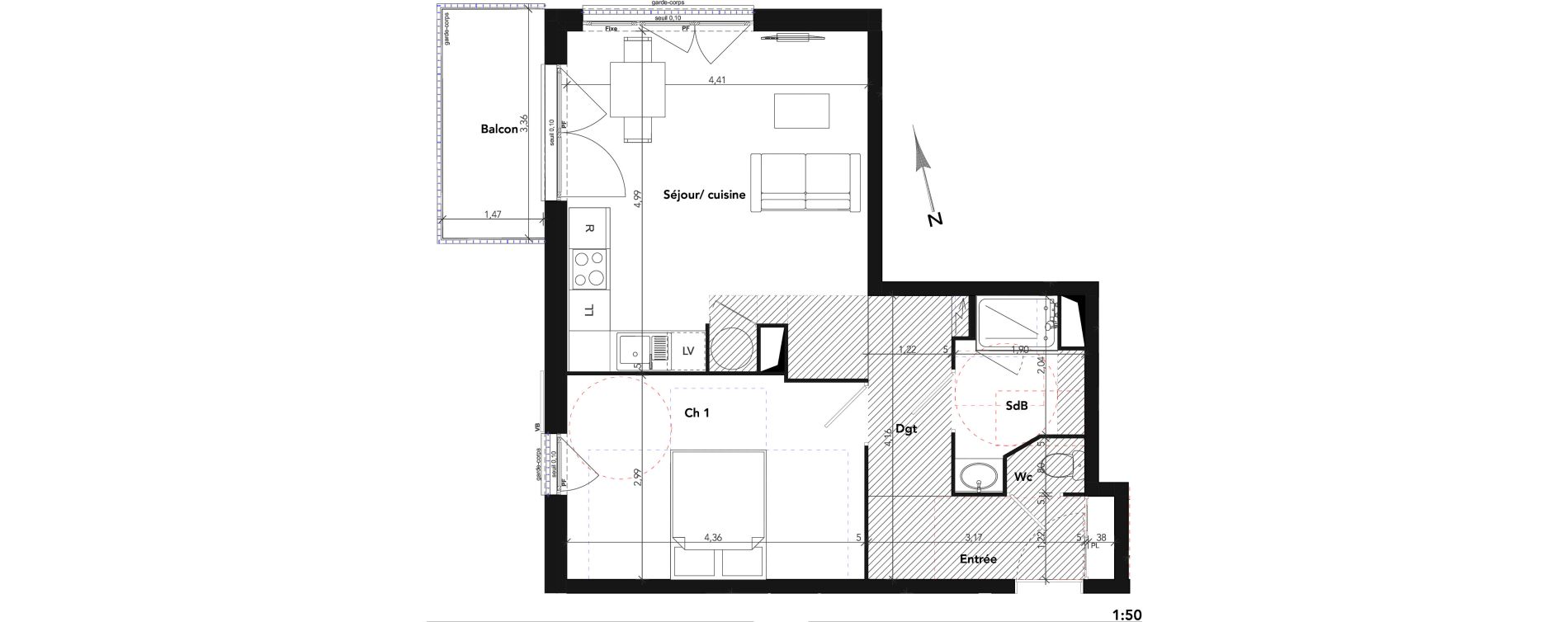 Appartement T2 de 47,51 m2 &agrave; Lamorlaye Centre