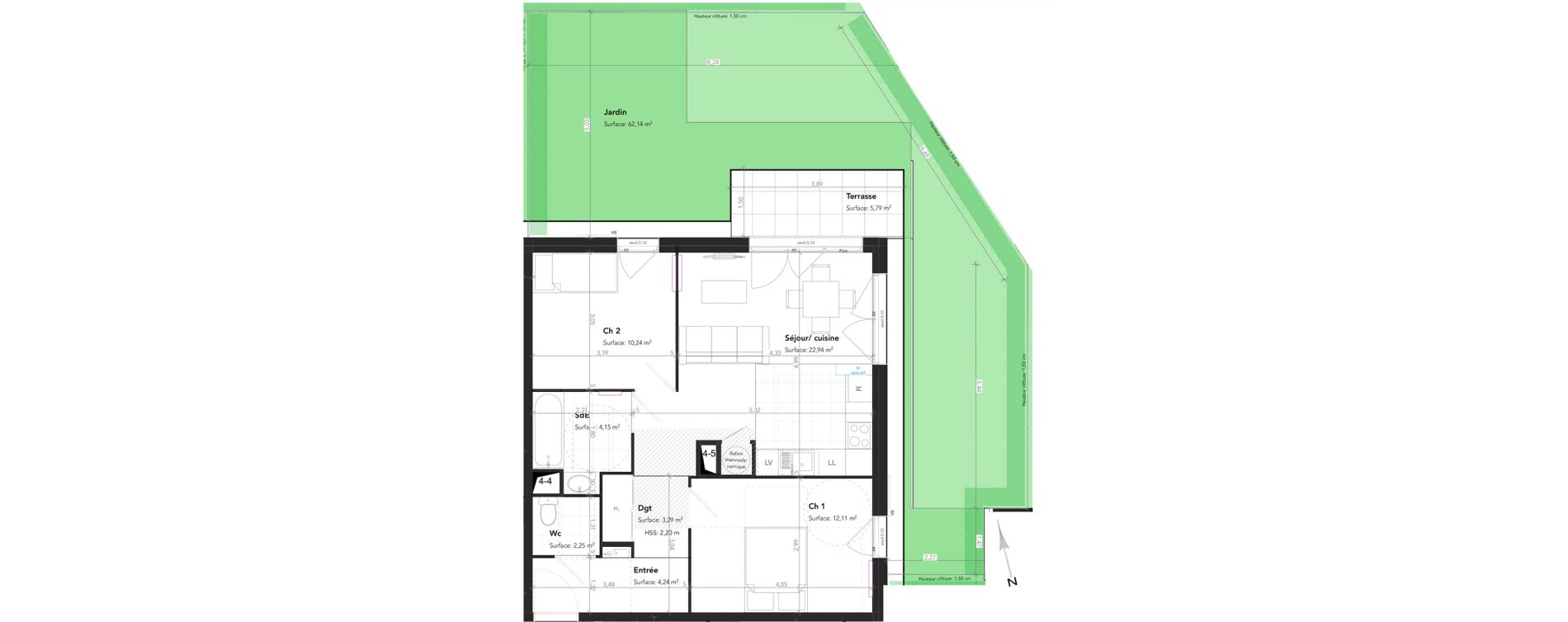 Appartement T3 de 59,22 m2 &agrave; Lamorlaye Centre