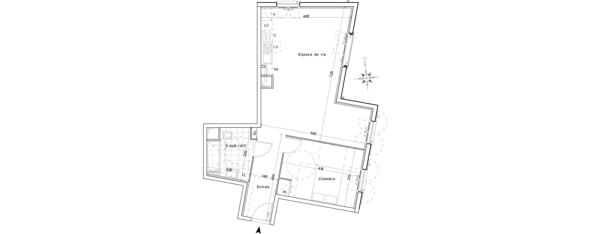 Appartement T2 de 58,13 m2 &agrave; Lamorlaye Centre
