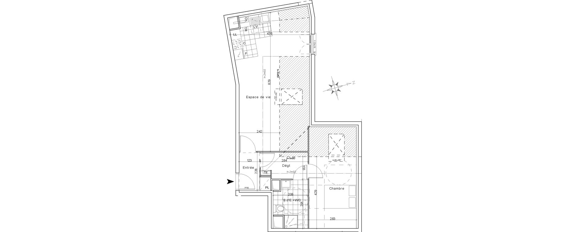 Appartement T2 de 47,74 m2 &agrave; Lamorlaye Centre