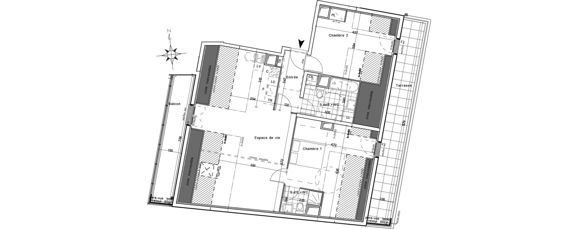 Appartement T3 de 76,13 m2 &agrave; Lamorlaye Centre