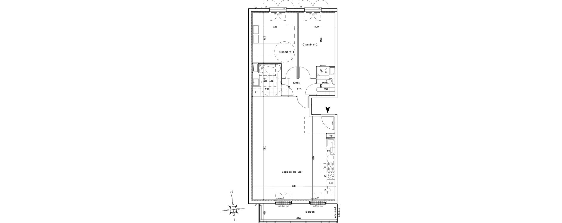 Appartement T3 de 79,86 m2 &agrave; Lamorlaye Centre