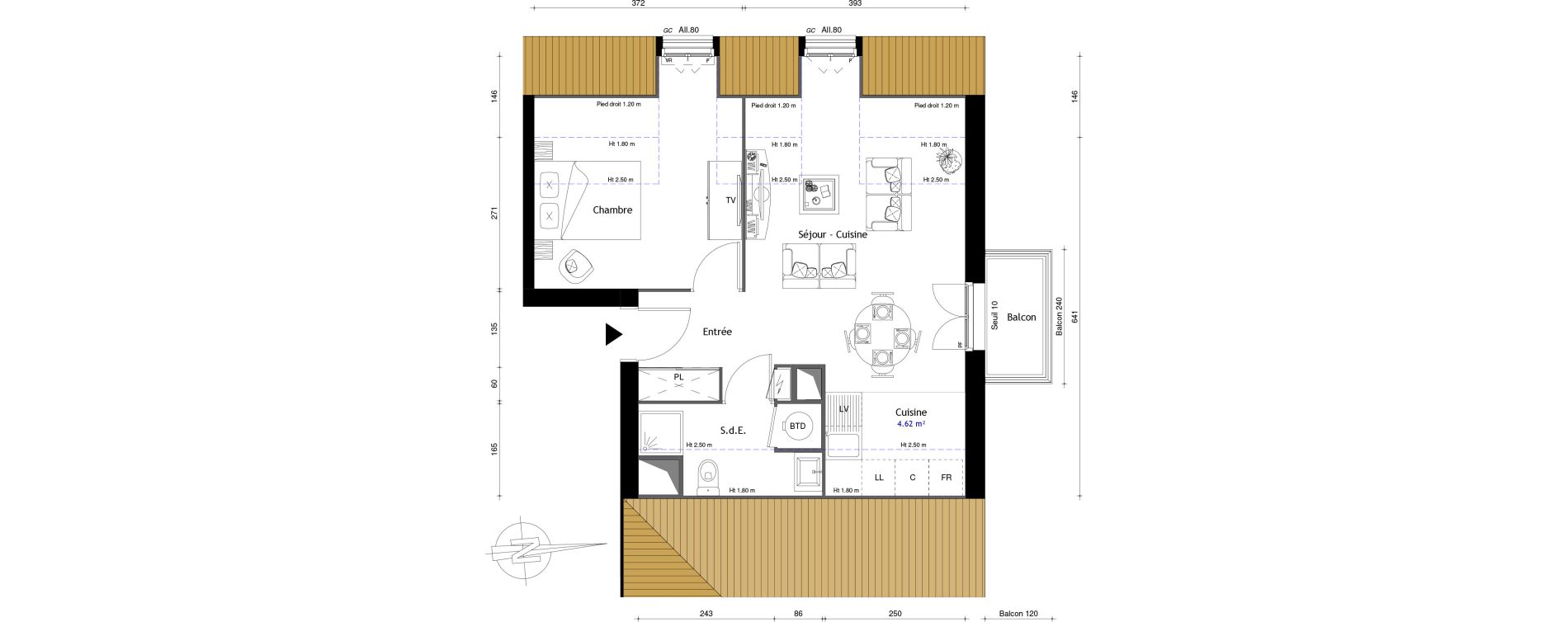 Appartement T2 de 43,80 m2 au Mesnil-En-Thelle Centre