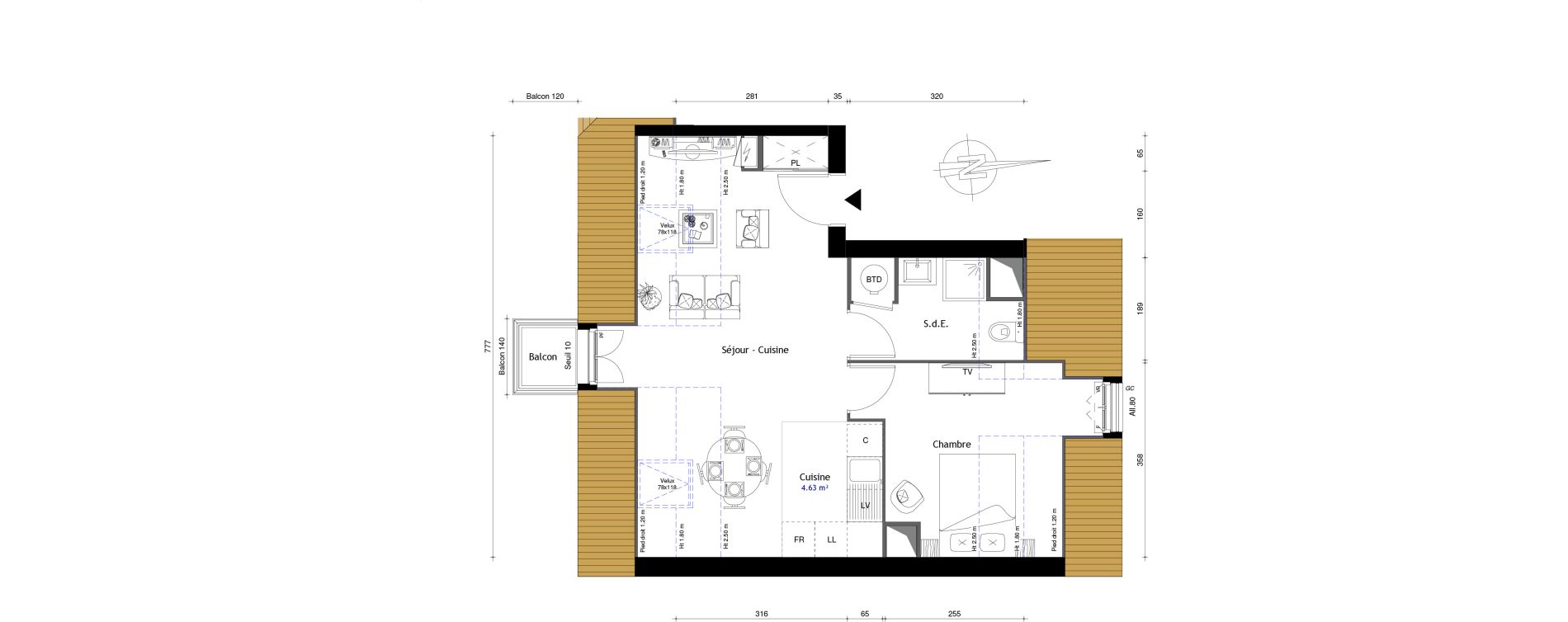 Appartement T2 de 43,00 m2 au Mesnil-En-Thelle Centre
