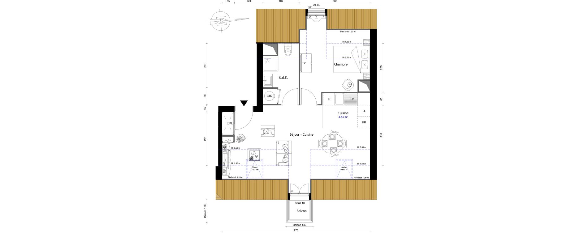 Appartement T2 de 43,50 m2 au Mesnil-En-Thelle Centre