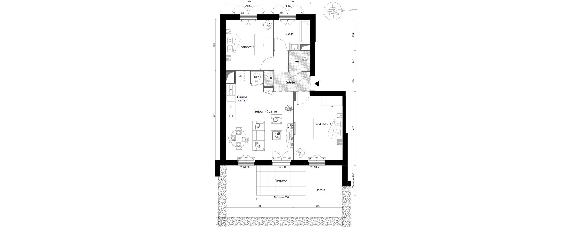 Appartement T3 de 59,30 m2 au Mesnil-En-Thelle Centre