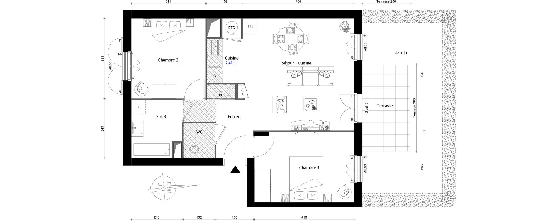 Appartement T3 de 60,00 m2 au Mesnil-En-Thelle Centre