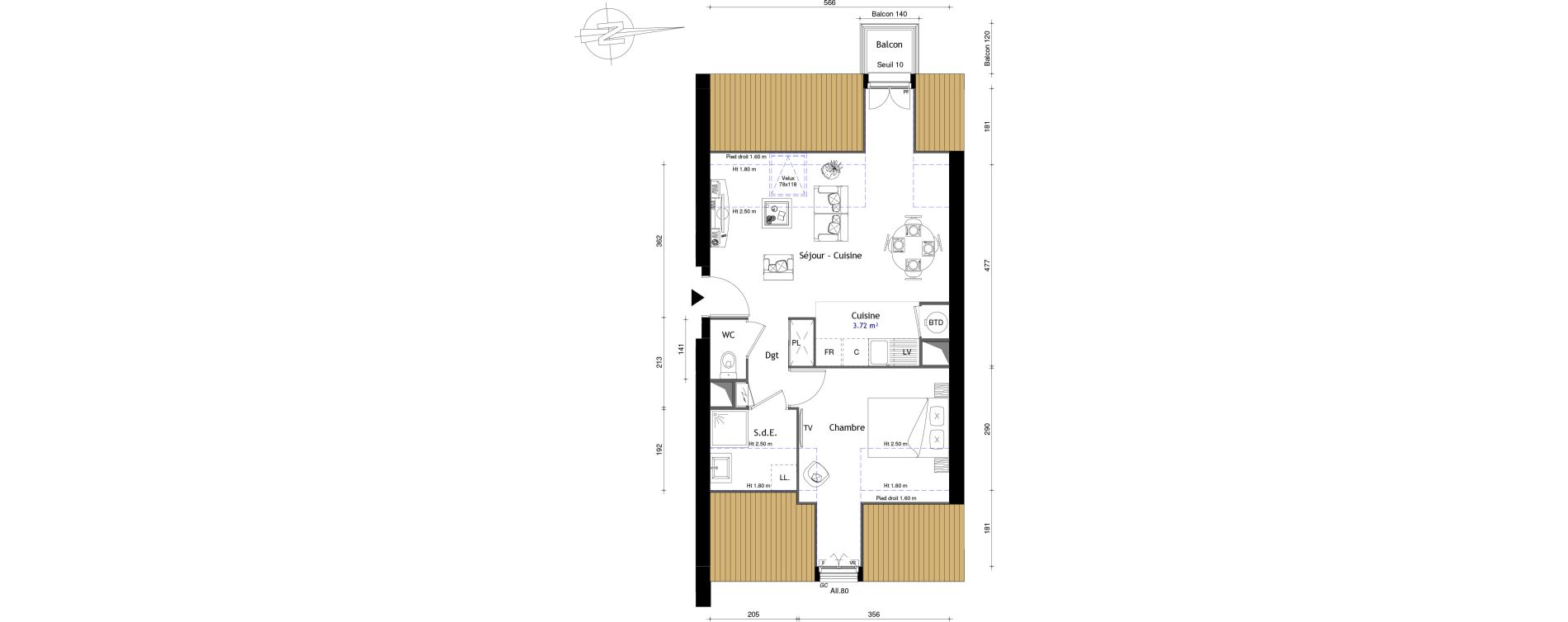 Appartement T2 de 45,80 m2 au Mesnil-En-Thelle Centre