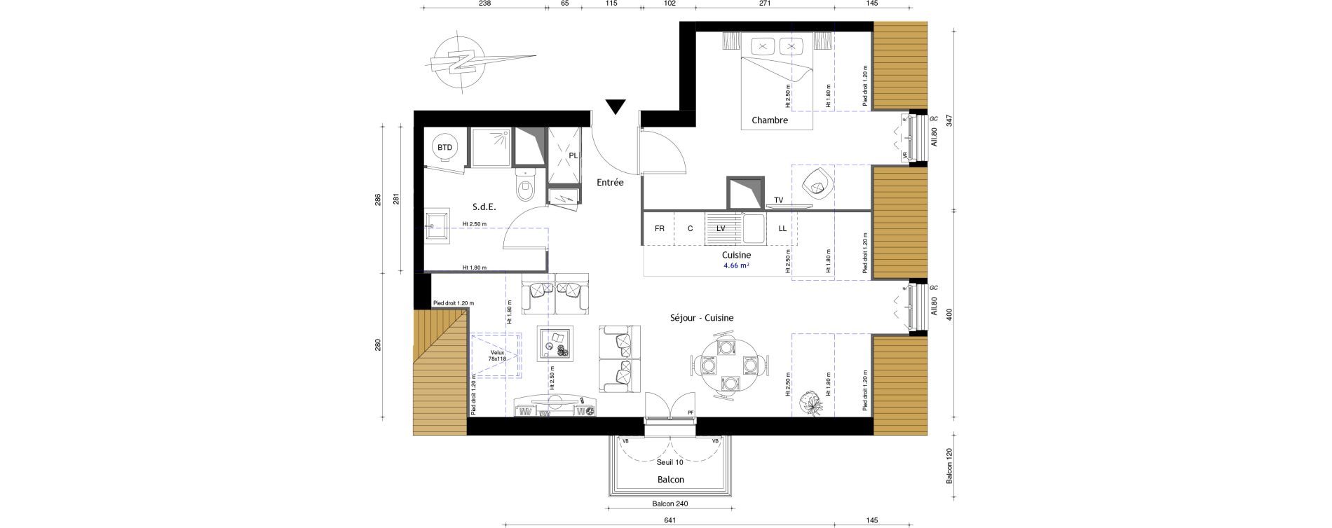 Appartement T2 de 47,00 m2 au Mesnil-En-Thelle Centre