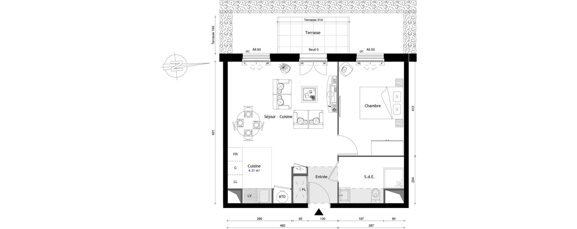 Appartement T2 de 46,20 m2 au Mesnil-En-Thelle Centre