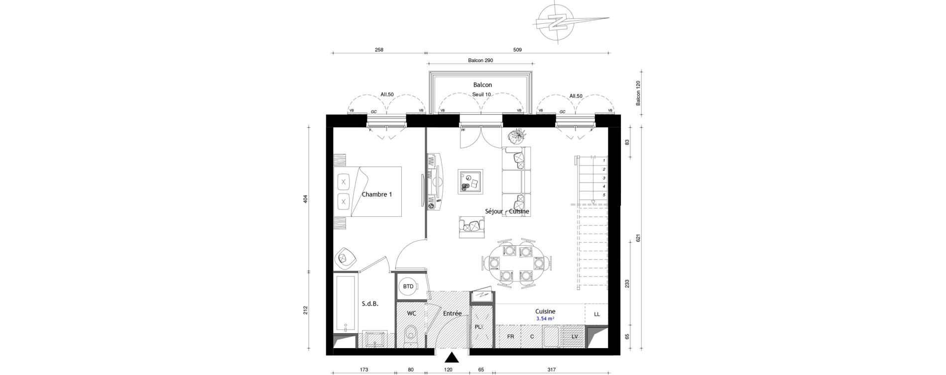 Duplex T4 de 76,30 m2 au Mesnil-En-Thelle Centre