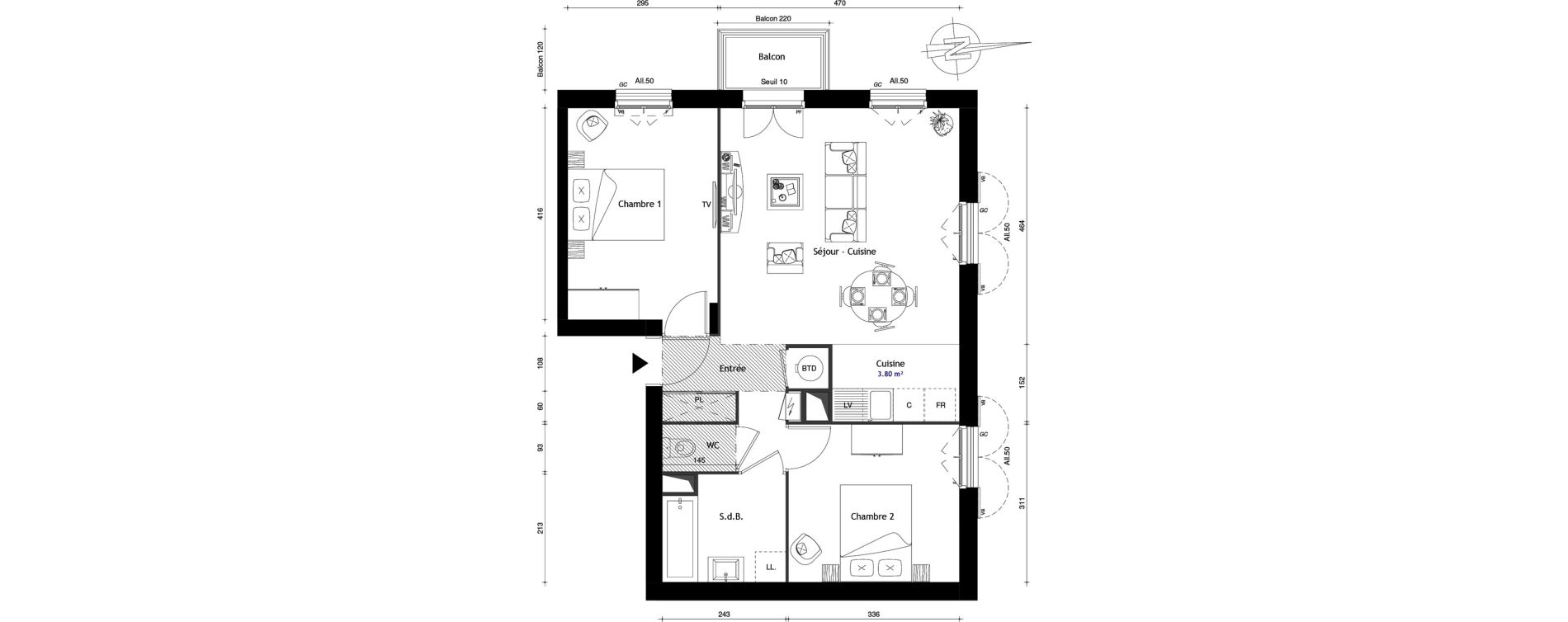 Appartement T3 de 60,10 m2 au Mesnil-En-Thelle Centre