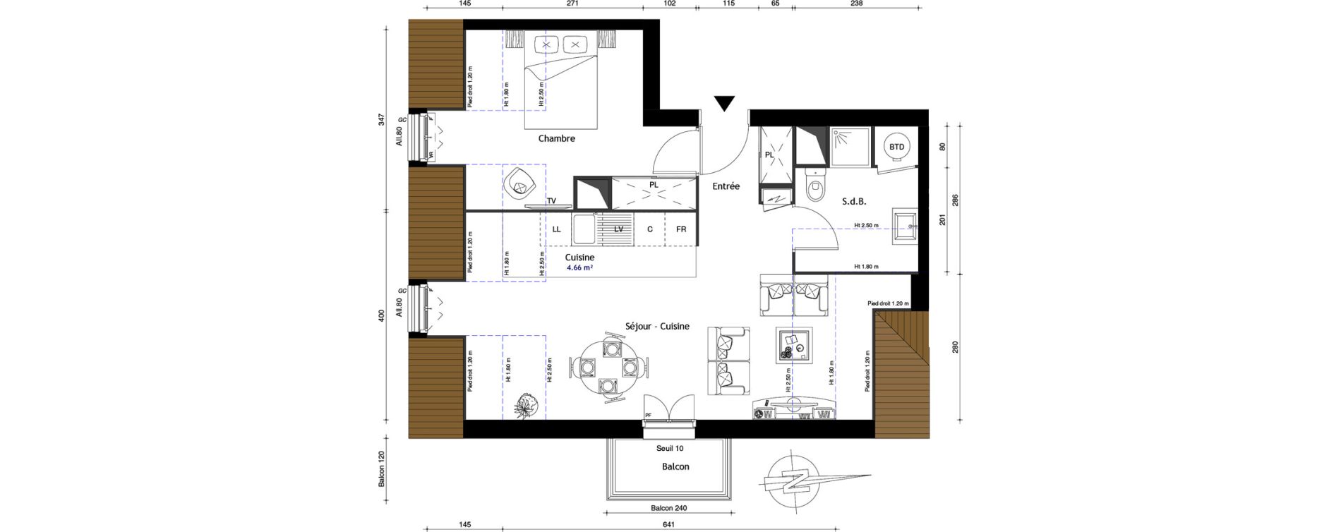 Appartement T2 de 47,00 m2 au Mesnil-En-Thelle Centre