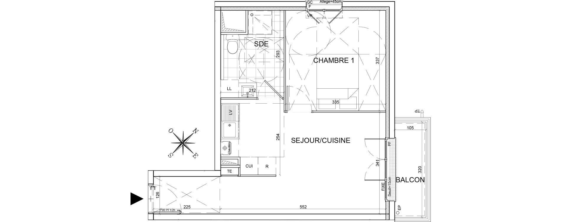 Appartement T2 de 38,88 m2 au Plessis-Belleville Centre