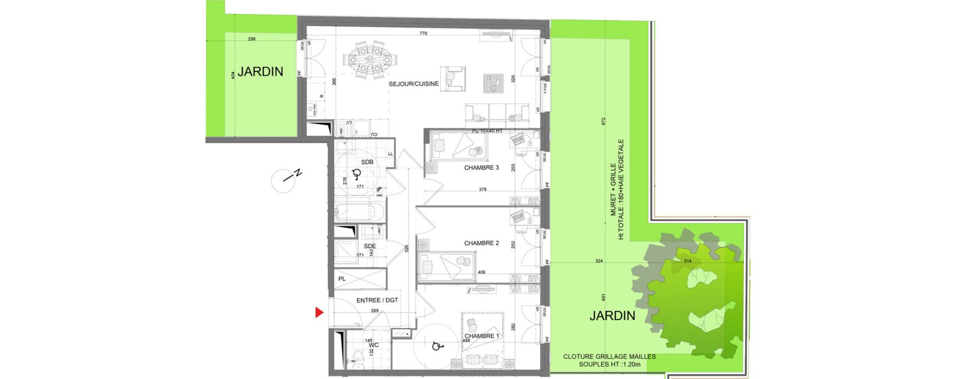 Appartement T4 de 76,50 m2 au Plessis-Belleville Centre