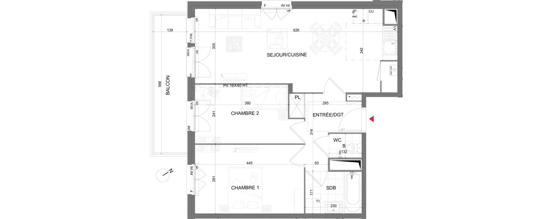 Appartement T3 de 59,40 m2 au Plessis-Belleville Centre