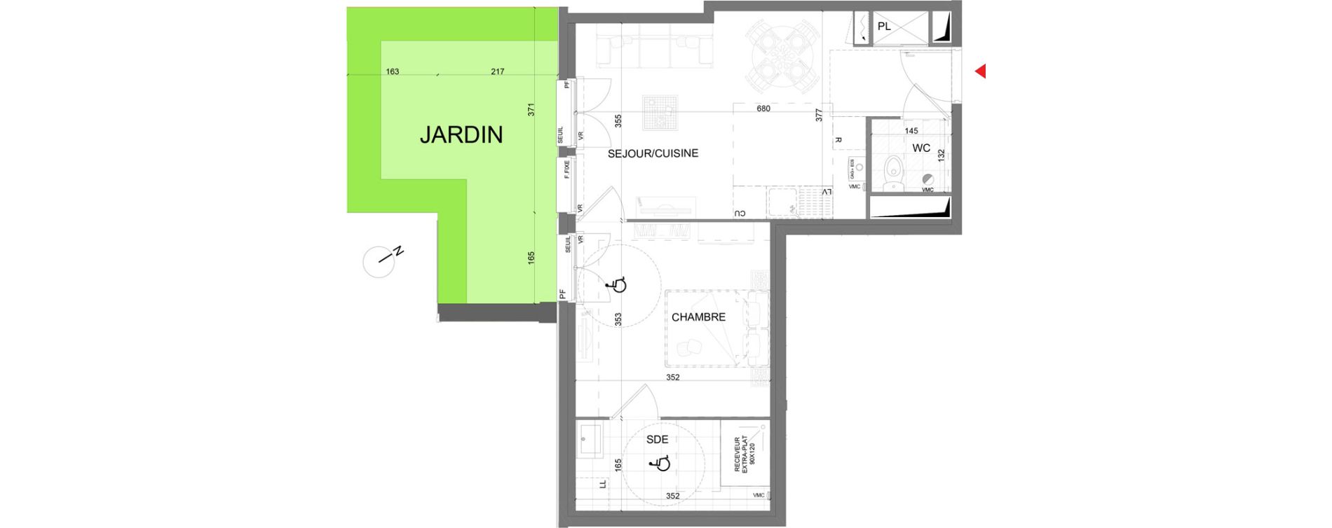 Appartement T2 de 41,80 m2 au Plessis-Belleville Centre