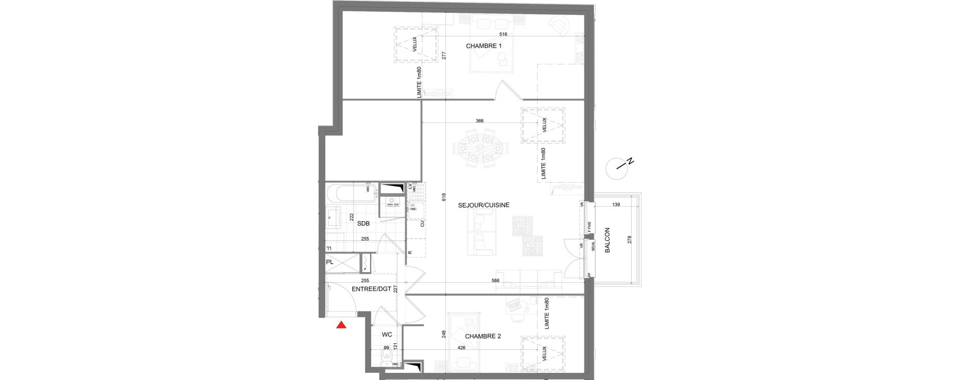 Appartement T3 de 63,80 m2 au Plessis-Belleville Centre