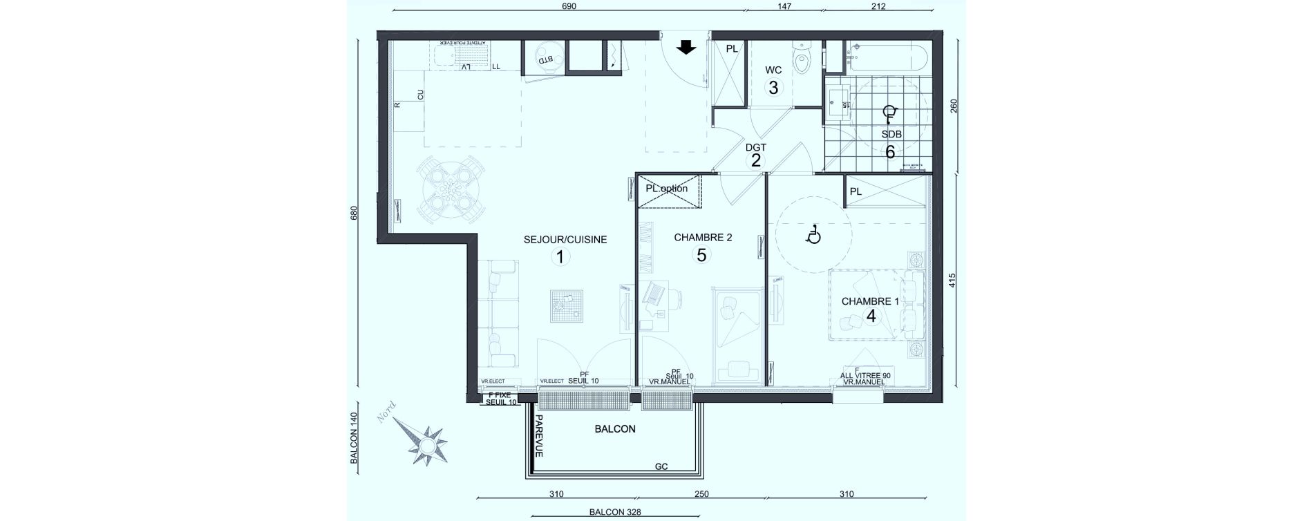 Appartement T3 de 64,30 m2 au Plessis-Belleville Centre