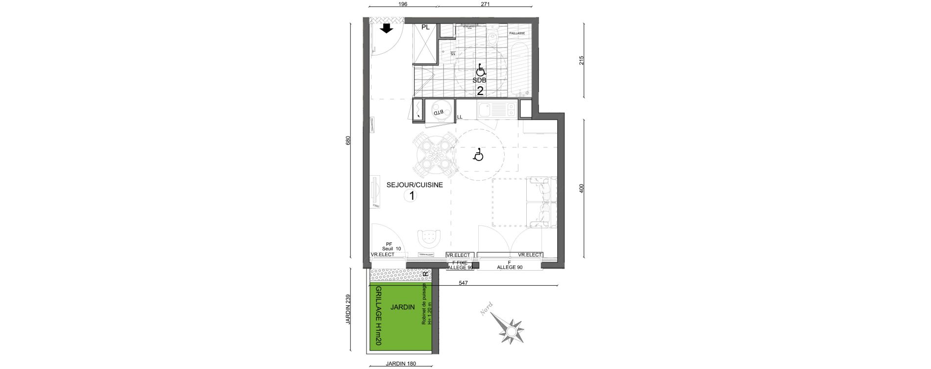 Appartement T1 de 34,05 m2 au Plessis-Belleville Centre