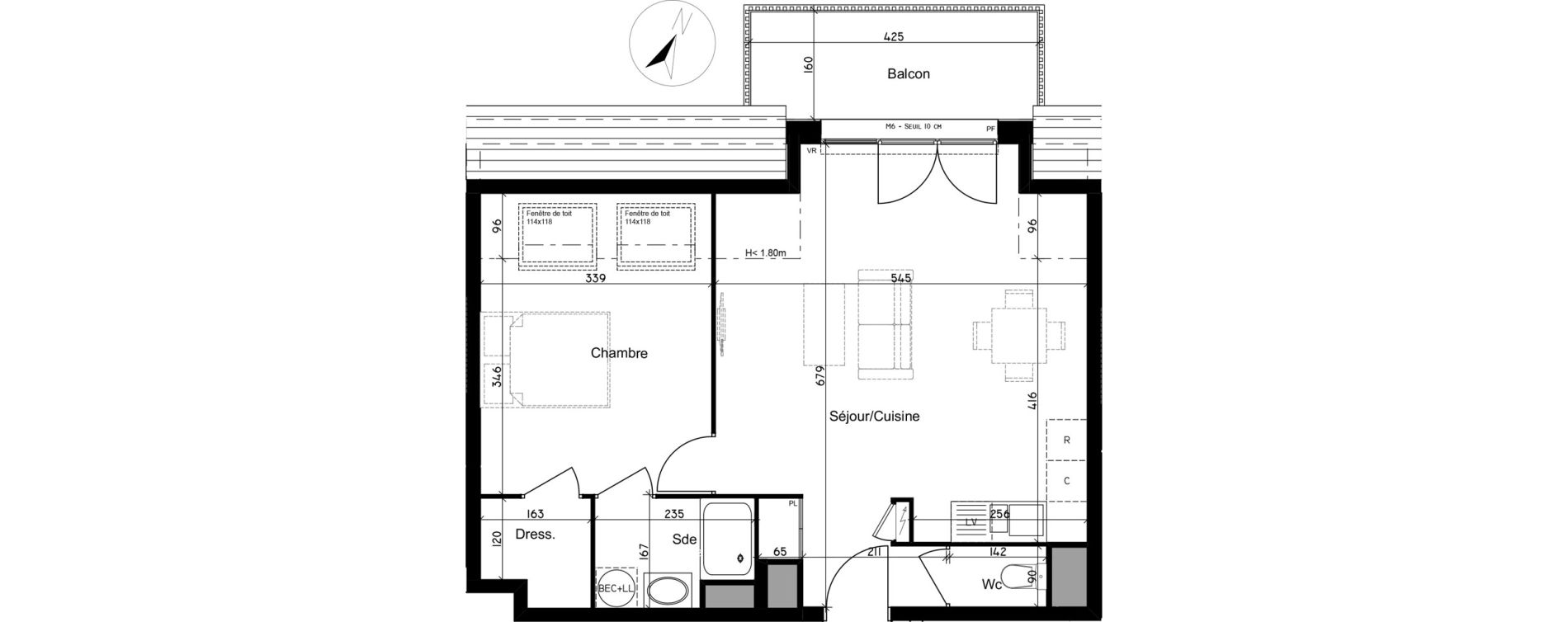 Appartement T2 de 48,79 m2 aux Ageux Centre