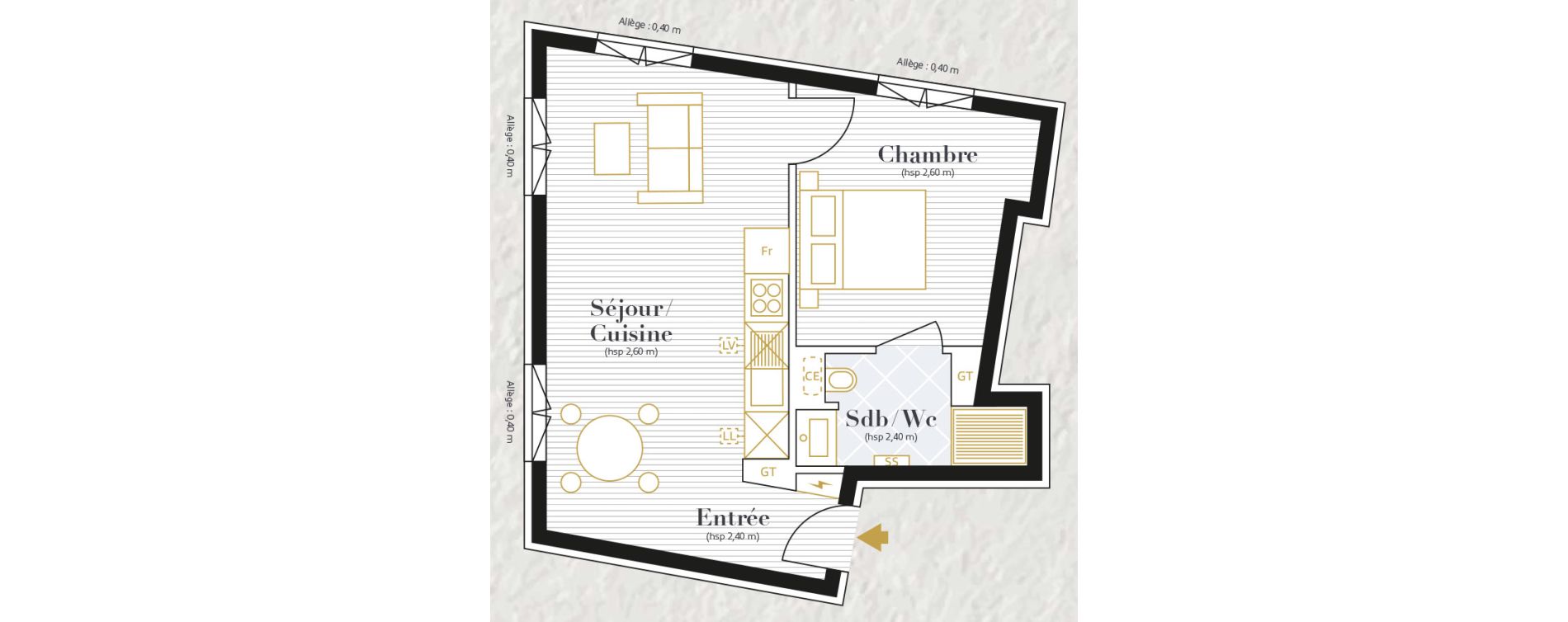 Appartement T2 de 37,76 m2 &agrave; Longueil-Annel Centre